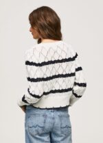 tricou ajurat cu model dungi femei Pepe Jeans mousse 6Z0R46251 - imagine 4