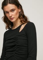 tricou asimetric cu maneca lunga femei Pepe Jeans negru 6Z0R46405 - imagine 2