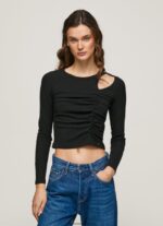 tricou asimetric cu maneca lunga femei Pepe Jeans negru 6Z0R46405