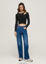 tricou asimetric cu maneca lunga femei Pepe Jeans negru 6Z0R46405 - imagine 4