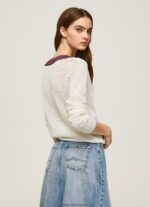 tricou crepon cu decolteu în V femei Pepe Jeans alb 6Z0R46228 - imagine 4