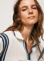 tricou crepon stil polo femei Pepe Jeans alb 6Z0R46250 - imagine 3