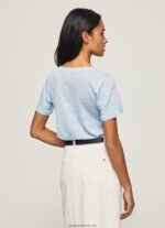 tricou cu decolteu în V din in femei Pepe Jeans dafin 6Z0R46466 - imagine 4