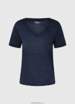 tricou cu decolteu în V din in femei Pepe Jeans dulwich 6Z0R46467 - imagine 5