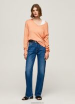 Tricou cu decolteu în V femei Pepe Jeans piersică 6Z0R46241