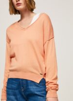 Tricou cu decolteu în V femei Pepe Jeans piersică 6Z0R46241 - imagine 3