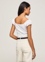 tricou cu decolteu iubit femei Pepe Jeans alb 6Z0R46462 - imagine 4