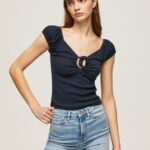 tricou cu decolteu iubit femei Pepe Jeans dulwich 6Z0R46438