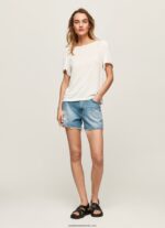 tricou cu guler barcă marmorat femei Pepe Jeans alb 6Z0R46452 - imagine 2
