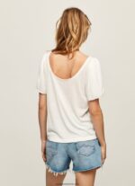 tricou cu guler barcă marmorat femei Pepe Jeans alb 6Z0R46452 - imagine 4