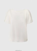 tricou cu guler barcă marmorat femei Pepe Jeans alb 6Z0R46452 - imagine 5