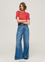 tricou cu guler barcă marmorat femei Pepe Jeans studio roșu 6Z0R46435 - imagine 3