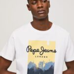 tricou cu imprimeu cu logo bărbați Pepe Jeans alb 6Z0R46974