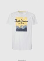 tricou cu imprimeu cu logo bărbați Pepe Jeans alb 6Z0R46974 - imagine 5