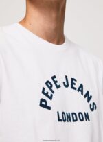 tricou cu imprimeu cu logo bărbați Pepe Jeans alb 6Z0R46982 - imagine 3