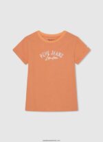 tricou cu imprimeu cu logo fată Pepe Jeans piersică 6Z0R461454