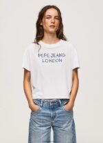 tricou cu imprimeu cu logo femei Pepe Jeans alb 6Z0R46378