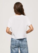 tricou cu imprimeu cu logo femei Pepe Jeans alb 6Z0R46378 - imagine 4