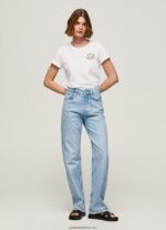 tricou cu imprimeu cu logo femei Pepe Jeans alb 6Z0R46381 - imagine 2