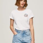 tricou cu imprimeu cu logo femei Pepe Jeans alb 6Z0R46381