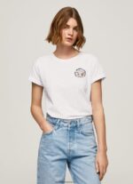 tricou cu imprimeu cu logo femei Pepe Jeans alb 6Z0R46381
