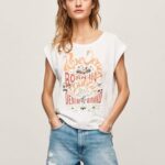 tricou cu imprimeu cu logo femei Pepe Jeans alb 6Z0R46463