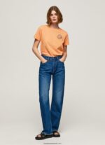 tricou cu imprimeu cu logo femei Pepe Jeans piersică 6Z0R46394 - imagine 2