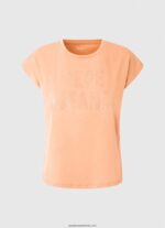tricou cu imprimeu cu logo femei Pepe Jeans piersică 6Z0R46434 - imagine 5
