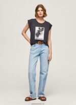 tricou cu imprimeu foto femei Pepe Jeans negru spalat 6Z0R46388 - imagine 2