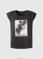 tricou cu imprimeu foto femei Pepe Jeans negru spalat 6Z0R46388 - imagine 5