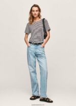 tricou cu imprimeu în dungi femei Pepe Jeans negru 6Z0R46459 - imagine 2