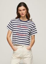 tricou cu imprimeu în dungi femei Pepe Jeans ocean 6Z0R46450