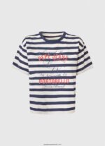 tricou cu imprimeu în dungi femei Pepe Jeans ocean 6Z0R46450 - imagine 5