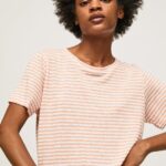 tricou cu imprimeu în dungi femei Pepe Jeans piersică 6Z0R46386