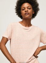 tricou cu imprimeu în dungi femei Pepe Jeans piersică 6Z0R46386