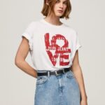 tricou cu imprimeu logo love femei Pepe Jeans alb 6Z0R46396