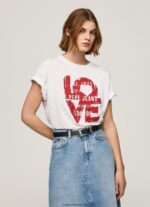 tricou cu imprimeu logo love femei Pepe Jeans alb 6Z0R46396