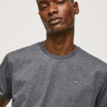 tricou cu logo brodat bărbați Pepe Jeans negru spalat 6Z0R46976