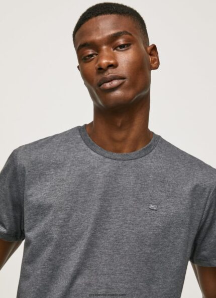 tricou cu logo brodat bărbați Pepe Jeans negru spalat 6Z0R46976
