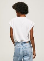 tricou cu logo brodat femei Pepe Jeans alb 6Z0R46433 - imagine 4
