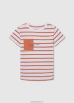 tricou cu logo cu buzunar frontal băiat Pepe Jeans portocala de dovleac 6Z0R461638
