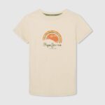 tricou cu logo cu efect uzat băiat Pepe Jeans fildeş 6Z0R461615