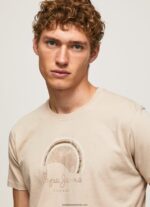 tricou cu logo cu efect uzat bărbați Pepe Jeans malţ 6Z0R46962 - imagine 3