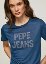 tricou cu logo cu imprimeu strass femei Pepe Jeans ocean 6Z0R46443 - imagine 3