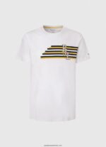 tricou cu logo cu litere bărbați Pepe Jeans alb 6Z0R46977 - imagine 5