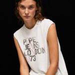 tricou cu logo cu mâneci pentru armhole femei Pepe Jeans alb 6Z0R46418