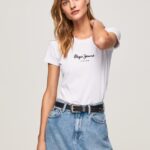 tricou cu logo de bază femei Pepe Jeans alb 6Z0R46416