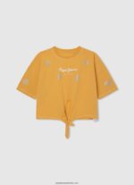 tricou cu mânecă cu armhole color block fată Pepe Jeans piersică 6Z0R461476 - imagine 4