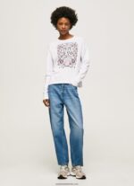 tricou cu maneca lunga cu maxi logo femei Pepe Jeans alb 6Z0R46389 - imagine 2