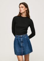 tricou cu mânecă lungă cu nervuri femei Pepe Jeans negru 6Z0R46407